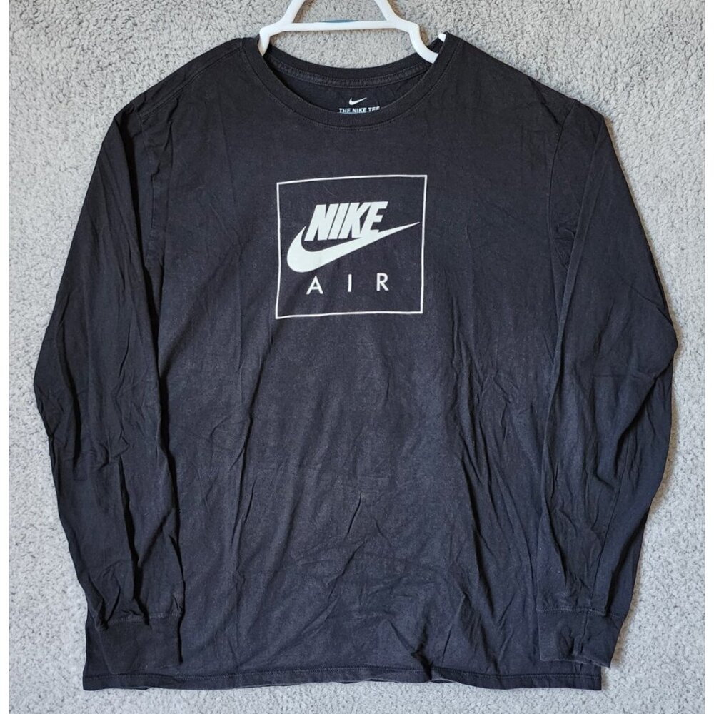 The Nike Tee Black Nike Air Logo Graphic Long Sleeve T Shirt Size XL 100% Cotton
